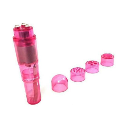 Cloud 9 Novelties Mini Massager Pocket Rocket Pink with 4 Attachments - Compact Handheld External Stimulator for Clitoral, Nipple, and Testicle Stimulation - Adult Naughty Store