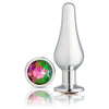 Cloud 9 Gems Silver Chromed Tall Anal Plug Small - Premium Stainless Steel Jeweled Anal Plug for Intense Pleasure and Temperature Play
