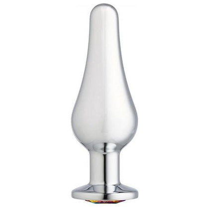 Cloud 9 Gems Silver Chromed Tall Anal Plug Small - Premium Stainless Steel Jeweled Anal Plug for Intense Pleasure and Temperature Play