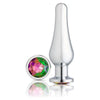 Cloud 9 Gems Silver Chromed Tall Anal Plug Medium - Model C9G-APM-001 - Unisex Anal Pleasure - Rainbow Multicolored Gem