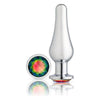 Cloud 9 Gems Silver Chrome Tall Anal Plug Large - Model APL-1001 - Unisex Anal Pleasure - Rainbow Multicolored Gem