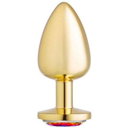 Cloud 9 Gems Gold Anal Plug Large - Elegant Jeweled Stainless Steel Anal Plug for Sensual Pleasure - Model APL-5001 - Unisex - Intense Anal Stimulation - Rainbow Multicolor - Adult Naughty Store