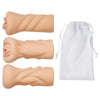 Cloud 9 Novelties Trio Stroker Masturbator Kit - Pussy, Ass, and Mouth - Model TSK-2021 - Unisex - Triple Pleasure - Flesh Beige