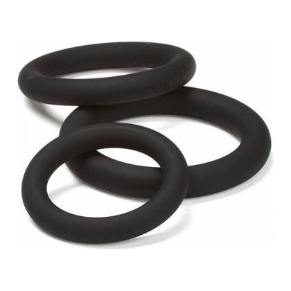 Cloud 9 Pro Sensual Silicone Cock Ring 3 Pack - Black - Enhance Stamina and Pleasure with the Cloud 9 Pro Sensual Silicone Cock Ring Set - Model CR-3B - Male - Intensify Erection and Extend P - Adult Naughty Store