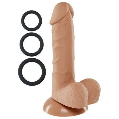 Cloud 9 Novelties Pro Sensual Premium Silicone Dong 6 inch with 3 C-Rings - Tan, Realistic Pleasure for Both Genders - Adult Naughty Store