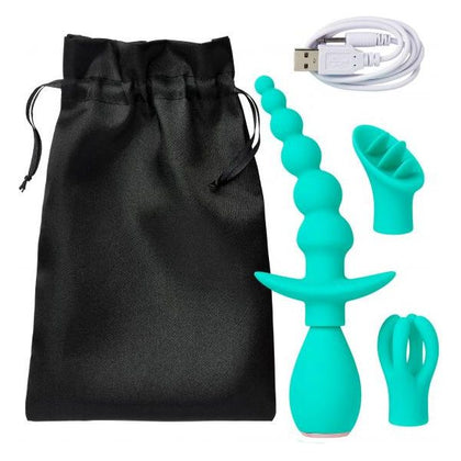 Cloud 9 Health & Wellness Teal Anal Clitoral & Nipple Massager Kit - Model C9HWMK-001 - Unisex Pleasure Toy - Adult Naughty Store