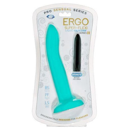 Ergo Super Flexi II Teal Green Silicone Dong - Pro Sensual Line - Model WTC965 - G-Spot Stimulator for Women - Adult Naughty Store