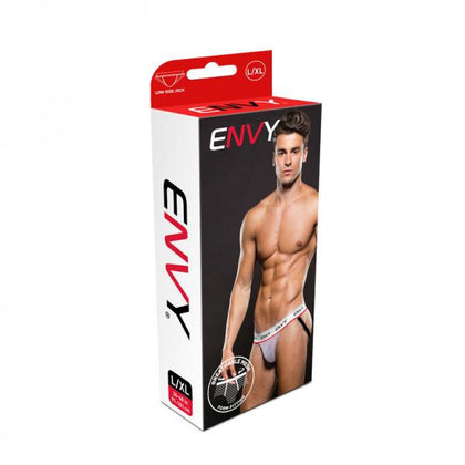 X-Gen Envy Logo Elastic Lowrise Mesh Jock White L/XL - Men's Sexy Mesh Jockstrap 2024 (L/XL 36-40