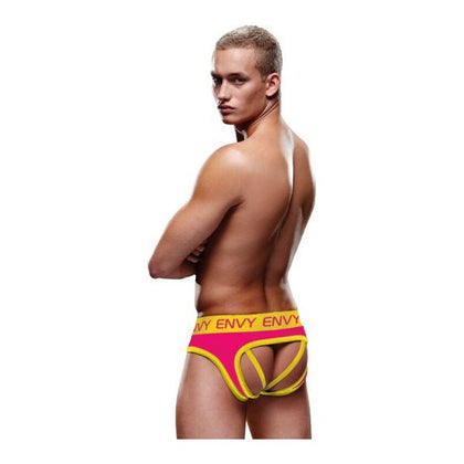 ENHANCE YOUR INTIMATE COLLECTION WITH ENVY SOLID JOCK BRIEFS - X-GEN PRODUCTS L/XL JOCKSTRAP, MODEL 2024 - MEN'S EROTIC UNDERWEAR - PINK/YELLOW
