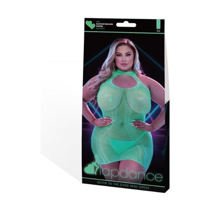 Lapdance Glow In The Dark Mini Dress Q/s - Plus Size Naughty Role Play Chemise for Ladies 14-20 in Seductive Black