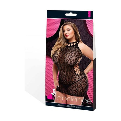 Lapdance Leopard Lace Mini Dress in Black Q/S - X-Gen Products - Plus Size Chemise for Naughty Role Play - Sizes 14 to 20
