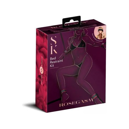 Rosegasm Bed Restraint Kit with Blindfold - Model 2023 - Unisex - Pleasure Play Set - Black