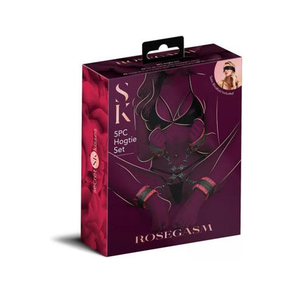 X-Gen Products Rosegasm 5pc Hog Tie Set W/ Blindfold - Ultimate Bondage Pleasure Kit for Couples