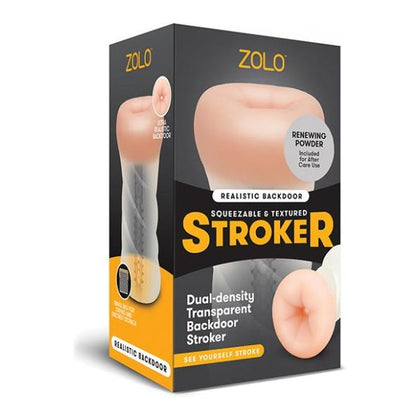 Zolo Realistic Backdoor Squeezable and Textured Stroker - Clear, Male Masturbator Toy (Model: RBST-001)