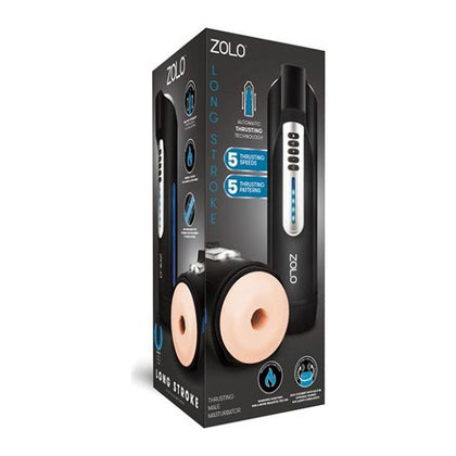 Zolo Long Stroke Thrusting Male Masturbator - Model LS-500 - For Intense Pleasure and Satisfaction - Black