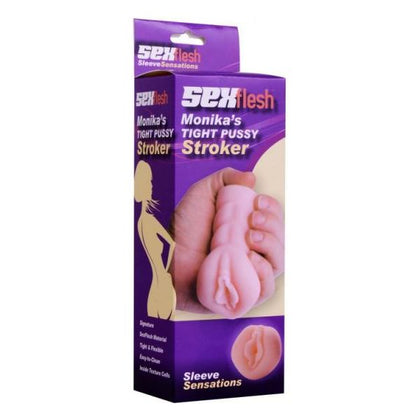 XR Brands Sexflesh Monika's Tight Pussy Mini Stroker - Intense Pleasure for Men - Open-Ended, Textured Male Masturbator - Model MTS-2001 - Light Flesh