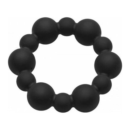 Master Series Shadow Silicone Beaded Cock Ring - Model SR-2001 - Male - Enhances Erections - Black