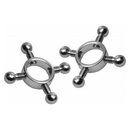XR Brands Master Series Rings Of Fire Stainless Steel Nipple Press Set - Intense Sensation BDSM Toy for Couples - Model RSF-001 - Unisex - Nipple Stimulation - Silver