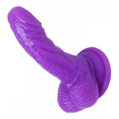 Silicone Curvy 4-inch Suction Cup Dildo Purple - Introducing PleasurePro Petite: Model P4SCD-PU - Unisex Anal and Pegging Pleasure