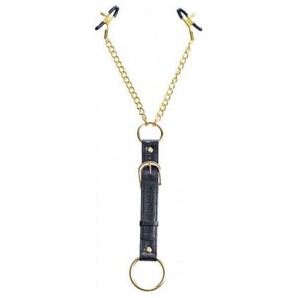 XR Brands Master Series Penitentiary Nipple Clamps and Cock Ring Set - Model XRS-2021 - Male - Nipple and Cock Stimulation - Golden and Black