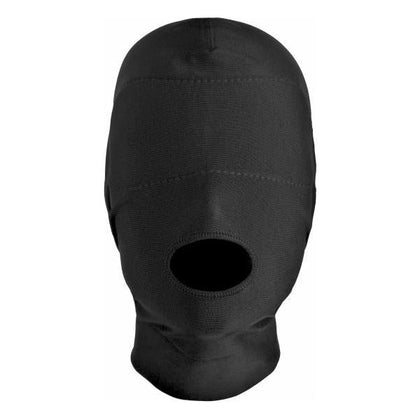 Master Series Disguise Open Mouth Hood Black Spandex O/S - Sensory Deprivation Headgear for Uninhibited Intimacy