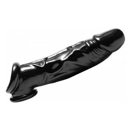 XR Brands Master Series Fuk Tool Penis Sheath and Ball Stretcher Black - Enhancer for Men, Adds Girth and Texture, Long Lasting Pleasure Tool