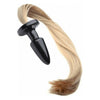 Tailz Pony Tail Blonde Anal Plug Black - Model TPB-001 - For Sensual Pleasure and Role Play - Unisex - Black Butt Plug with Blonde Faux Tail