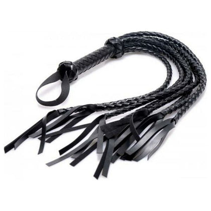 Strict 8 Tail Braided Flogger Black Leather - Intensify Your Sensual Experience with the XR Brands Strict 8 Tail Braided Flogger Black Leather BDSM Toy STBF-8T-001 - Unisex Pleasure in Black