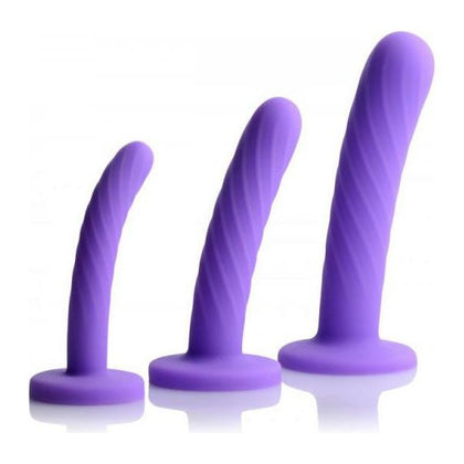 XR Brands Strap U Tri-Play 3 Silicone Dildo Set Purple - Versatile Pleasure Trio for Vaginal and Anal Stimulation