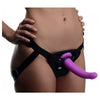 XR Brands Strap U Navigator Silicone G-Spot Dildo with Harness - Model 7XGSPDH-PU - For Passionate Pegging and Vaginal Pleasure - Purple - Adult Naughty Store