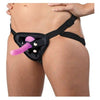 XR Brands Double-G Deluxe Vibrating Strap On Kit - Model DG-500 - Unisex Strap-On for Intimate Pleasure - Purple