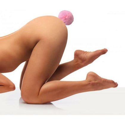 XR Brands Fluffy Bunny Tail Anal Metal Butt Plug - Model #FTAP-001 - For Sensual Pleasure - Pink
