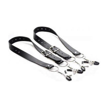 Master Series XR Brands Spread Labia Spreader Straps with Clamps - Intensify Your Kinky Play with the Black Labia Spreader Straps LS-200 for Women, Designed for Exquisite Genital Stimulation