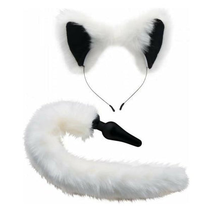 XR Brands White Fox Tail Anal Plug and Ears Set - Model XRT-2021 - Unisex - Ultimate Pleasure Kit - White