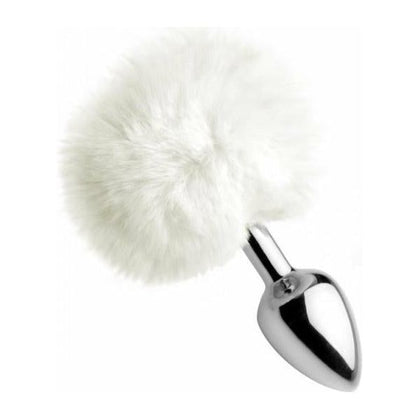 XR Brands Tailz White Fluffy Bunny Tail Anal Plug - Model XYZ: Petite, Weighted Metal Plug for Sensual Bunny Play - Unisex, Pleasure for Anal Area - White