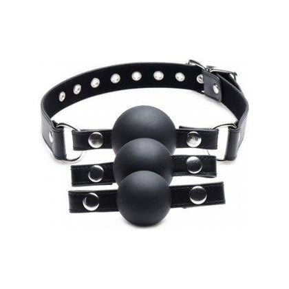 XR Brands Strict Interchangeable Silicone Ball Gag Set Black - Versatile BDSM Mouth Gag Kit for Enhanced Pleasure and Exploration