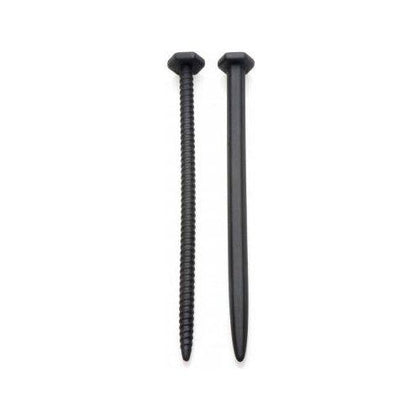 XR Brands Master Series Hardware Nail & Screw Silicone Urethral Sounds Black - Premium Silicone Urethral Sounding Rods for Intense Pleasure