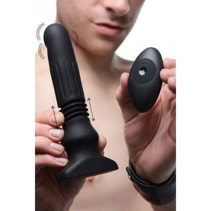 XR Brands Thunderplugs TS-01 Swelling & Thrusting Silicone Plug with Remote Control - Unisex Anal Pleasure Toy - Black