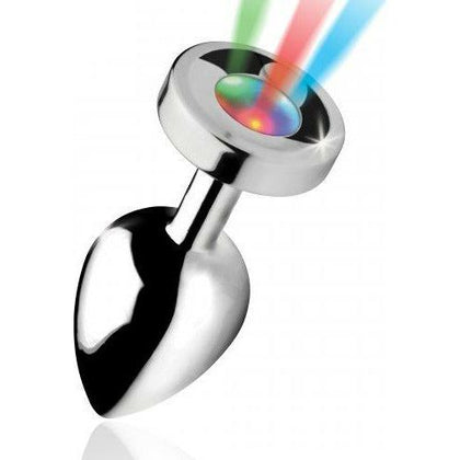 XR Brands Booty Sparks Light Up Large Anal Plug - Model LS-500X - Unisex - Multi-Color Pleasure Experience - Silver