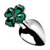 XR Brands Booty Sparks Lucky Clover Gem Anal Plug Small - Unisex Anal Pleasure Toy (Model: BSLC-S) - Silver/Green - Adult Naughty Store