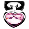 XR Brands Booty Sparks Pink Heart Gem Anal Plug Set - Model BSG-3: Unisex Anal Pleasure in Stunning Pink