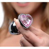 XR Brands Booty Sparks Pink Heart Gem Anal Plug Set - Model BSG-3: Unisex Anal Pleasure in Stunning Pink