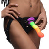 XR Brands Strap U Proud Rainbow Silicone Dildo with Harness - Model XRU-5678 - Unisex Strap-On Pleasure - Multi-Colored