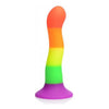 XR Brands Strap U Proud Rainbow Silicone Dildo with Harness - Model XRU-5678 - Unisex Strap-On Pleasure - Multi-Colored