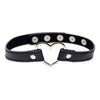 XR Brands Dark Heart Chrome Heart Black Choker O-S: Elegant BDSM Choker for Submissive Partners