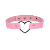 Master Series Dark Heart Chrome Heart Pink Choker - BDSM Collar for Submissive Partners - Adjustable Fit - Vegan Leather - Nickel Free - Pink