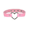 Master Series Dark Heart Chrome Heart Pink Choker - BDSM Collar for Submissive Partners - Adjustable Fit - Vegan Leather - Nickel Free - Pink - Adult Naughty Store