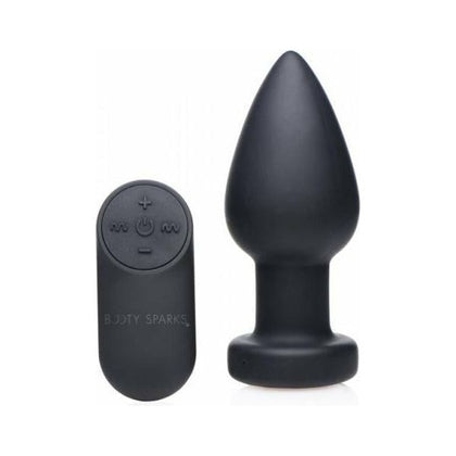 XR Brands Booty Sparks Silicone LED Plug Vibrating Black Large - A Mesmerizing Delight for Sensual Backdoor Pleasure