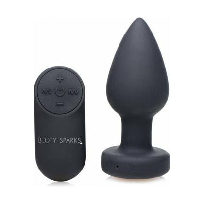 Booty Sparks XR Brands Silicone LED Plug Vibrating Medium - Model BSVPM-01 - Unisex Anal Pleasure - Black