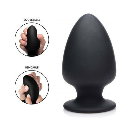 XR Brands Squeeze-It Silexpan Anal Plug Large Black - Model XRSAPL-001 - Unisex Anal Pleasure Toy
